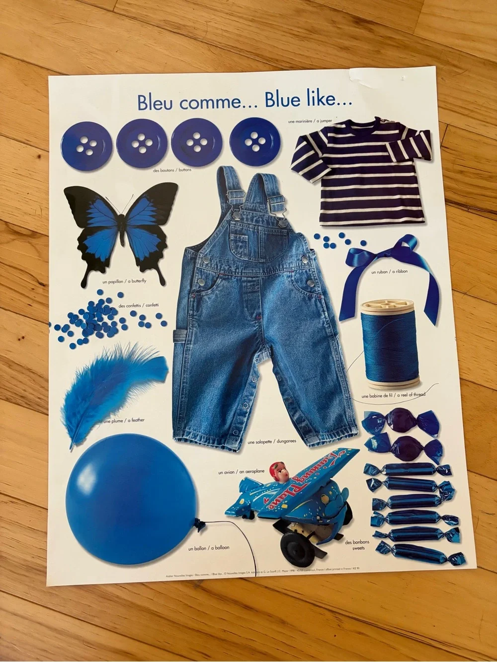 Vintage Blue Like… Kids Toy Poster - Color Learning Print FLAWED